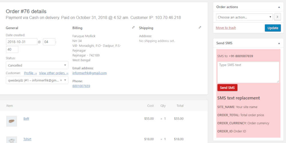 Woocommerce Twilio SMS notifications 07