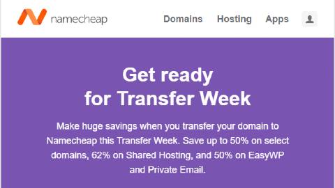 NameCheap - Transfer Week - Domain transfer sale